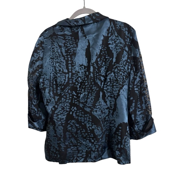 Alex Evenings Blue Black Burnout Wrap Top XL - Picture 5 of 8